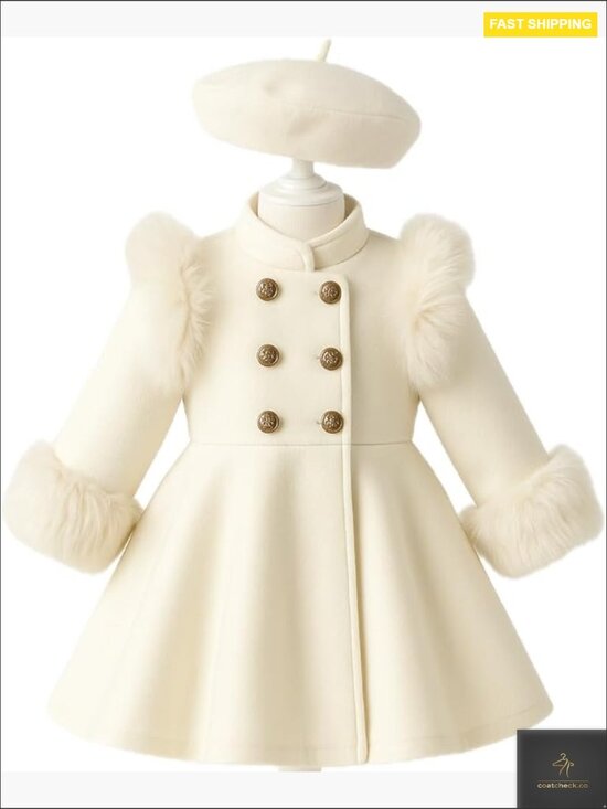 Other - Toddler Double Breasted Faux Fur Dress Coat Peacoat Elegant Birthday Outfit